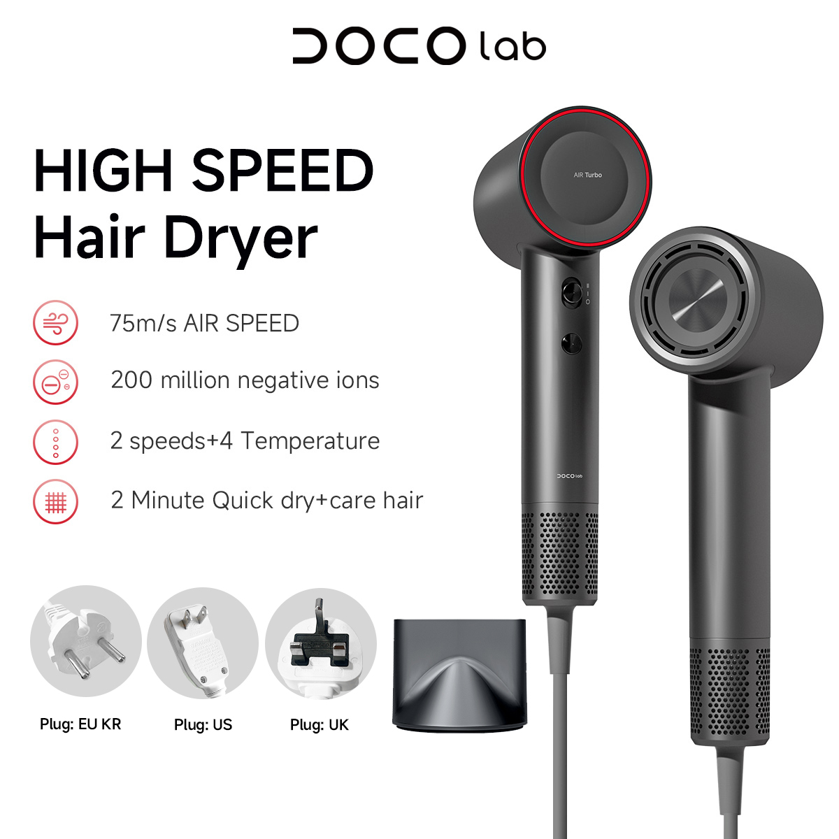 DOCO Hair Dryer High Speed 75m – обзор и цена Hair Care Lab